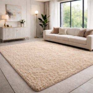 Tapete Peludo, Felpudo De Sala Ou Quarto Luxo 2,00 X 1,50 - Bege