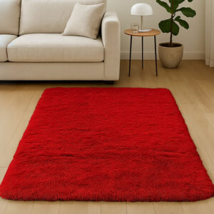 Tapete 1,00x1,50 Sala Quarto Felpudo Varias Cores Premium - Vermelho