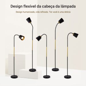 Luminária de LED moderna e minimalista de chão abajur de cabeceira luz para sala de estar Rotação livre de 360 graus