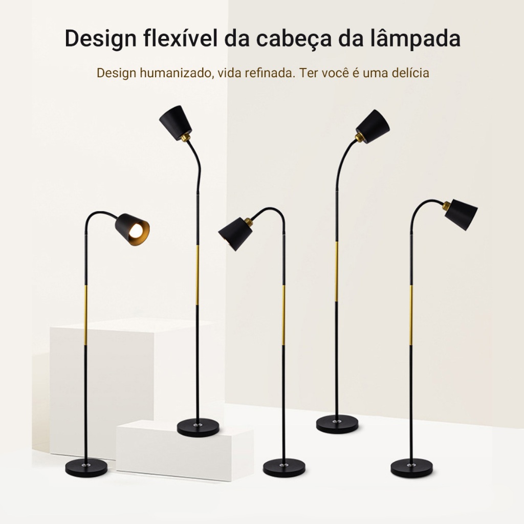 Luminária de LED moderna e minimalista de chão abajur de cabeceira luz para sala de estar Rotação livre de 360 graus