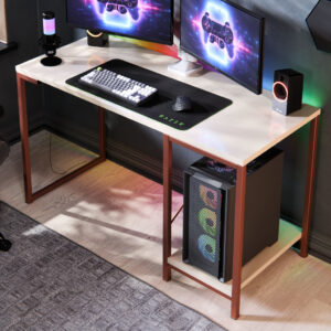 Mesa Escrivaninha Gamer e Home Office Tóquio Estilo Industrial com Prateleira em Aço e MDF - Cobre Off