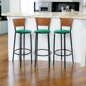 KIT 3 BANQUETAS BANCO ALTO DE COZINHA AREA GOURMET MOVEIS DE JUNCO - 3.bq.alta.imbuia/verde