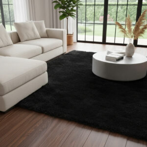 Tapete Peludo Shaggy Luxo Macio Fofinho Pelagem Alta 1,00x1,50 - PRETO