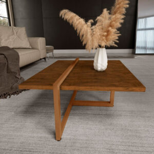 Mesa Centro Estilo Industrial Berlin Decorativa Moderna KLM Móveis - Imbuia/Bronze