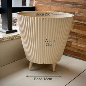 Vaso para Planta Canelado Moderno com Pezinhos Design Moderno 28x26x18