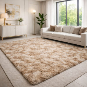 Tapete Peludo, Felpudo De Sala Ou Quarto Luxo 2,00 X 1,50 - Bege Mesclado