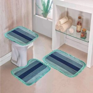 Tapete Para Banheiro Jogo 3 Peças Conjunto Tapetes Toalha Chão Piso Estampas Liso Barato Promoção - VERDE CLARO LISO