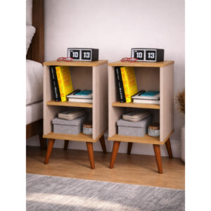 Kit 2 Mesa de Cabeceira ou Unitário para Quarto Charme Retrô Várias Cores Apoio de Cama Mesinha - KIT CHARME FENDI HANOVER