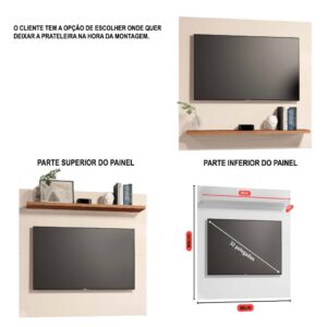 Painel Televisão Suspenso 32 Polegada Quarto Nicho Rack Retro