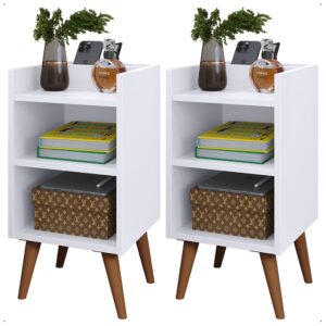 Kit 2 Mesa de Cabeceira ou Unitário para Quarto Charme Retrô Várias Cores Apoio de Cama Mesinha - KIT MAX BRANCO