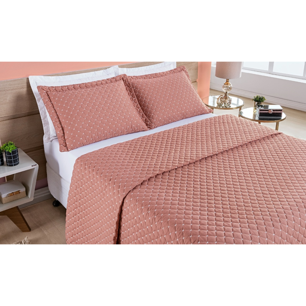 Kit Cobre Leito Ravena Casal Padrão/Queen/King3 Peças Matelado Micropercal 200 Fios