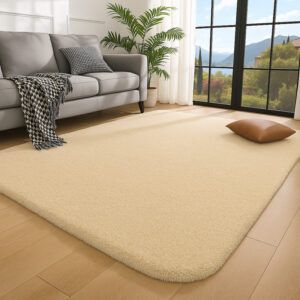 Tapete Felpudo 40mm Pelo Alto 2,00 x 1,50 Para Sala E Quarto - Bege Liso