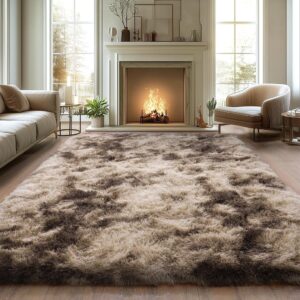 Tapete Sofá Provador Quarto Peludo 195 X 240 Cm Antiderrapante Ins Mesclado Shaggy - Marrom Meclado