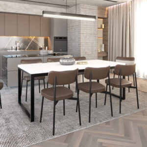 Mesa de Jantar Yon 200 X 90 X 76 cm - Branco TX/Est.Preta