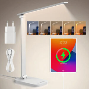 Luminária Abajur de Mesa LED três temperaturas de cor, 3000-6000k, escurecimento contínuo, muito protetora para os olhos - branco
