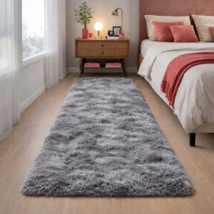 Tapete Passadeira 2,00 x 0,60 Corredor Quarto Sala Felpudo Várias Cores - Cinza mesclado