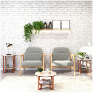 Mesa De Centro 2 Tampos Decorativa Para Sala Com Pés em Rosé Gold