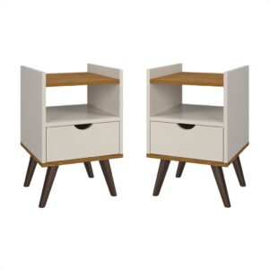 Kit 2 Mesas Cabeceira Quarto Gaveta Decoração Resistente Multiuso Organizador Nicho Retro Cores