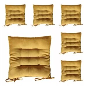 Kit 4 Almofadas para Cadeira Futon 40x40 com Amarração Assento Macio Oxford Cozinha Sala - Mostarda