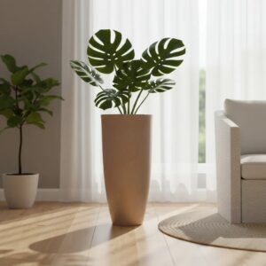Vaso Luxo Planta Sala Coluna Ibiza Cone G Decorativo Liso - ROSÊ