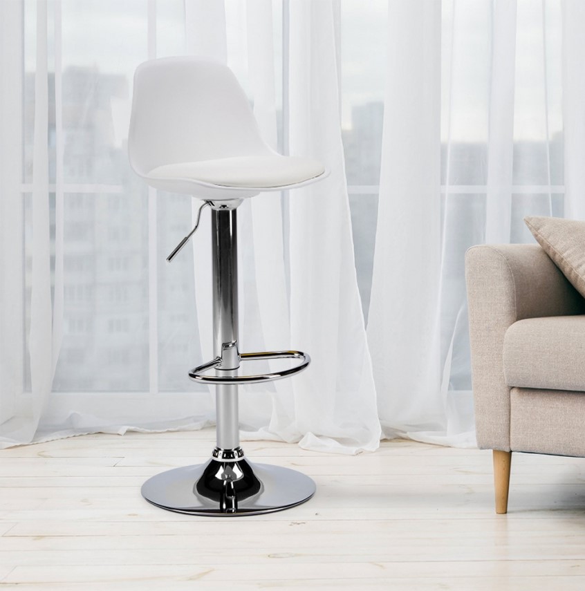 Banqueta Eiffel Giratória Estofada com Encosto Sala de Jantar