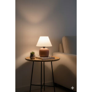 Abajur Luminaria Ceramica Porcelana Bivolt Cupula para Decoração Quarto Escritorio Sala Decoração Varias Cores - Marrom