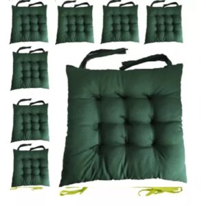 Kit 4 Almofadas para Cadeira Futon 40x40 com Amarração Assento Macio Oxford Cozinha Sala - Verde-musgo