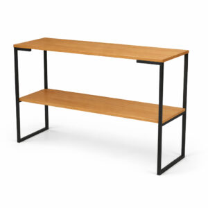 Aparador Industrial Mesa Buffet Balcão Multiuso Decorativo para Sala Cantinho do Café 2 Prateleiras - Preto/Freijó