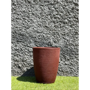 Vaso para Plantas Decorativo em Polietileno Coluna Bojo Escovado C/ Prato Coletor N2 - Marrom