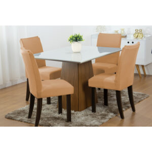 Capas Para Cadeira de Jantar - Kit 4 Peças Malha Gel com Elástico - Avelã