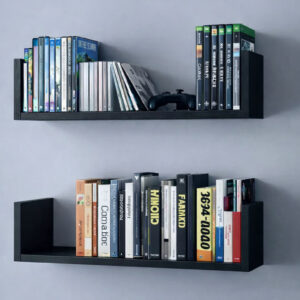 Kit 02 Prateleiras Para Livro Foto Branco Sala Quarto - Preto