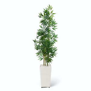 Planta Artificial Bambu Mosso e Vaso de Polietileno - Branco