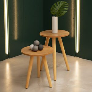 Mesa Pé Palito De Apoio E Lateral Sofa Mdf ou Mdp E Madeira - Kit Mesa Nature