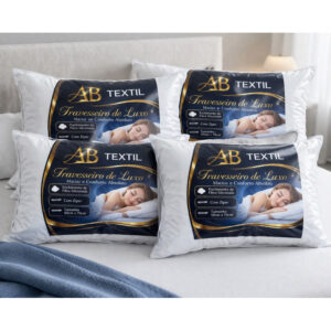 Kit 2 Travesseiro Pluma de Ganso Descanso Antiacaro 70x50cm