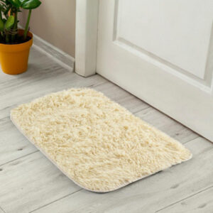 Tapete Peludo para Porta Felpudo Bege Mesclado 40cm x 60cm Antiderrapante Shaggy - Várias Cores - Felpudo Bege Liso
