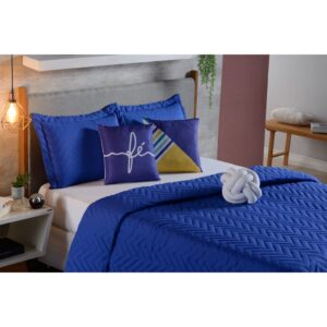 Kit Decorativo Cama Queen Cobre Leito Matelado - Azul Royal