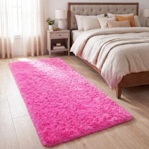 Tapete Passadeira 2,00 x 0,60 Corredor Quarto Sala Beira de Cama Felpudo Peludo - Pink