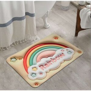 Tapete de Banheiro Efeito 3D Antiderrapante Super Absorvente Saída Chuveiro Box Super Absorvente 58x38cm - Rainbow-6