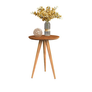 Mesa de Apoio Retrô 62cm Redonda com Pés Palito Decoração - Cores - APOIO - FREIJÓ