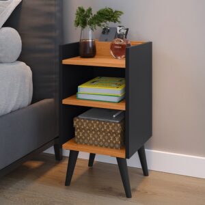 Mesa de Cabeceira Nicho Organizador, Pés Retrô em PVC e Porta-Celular Max Nicho Varias Cores - PRETO CINAMOMO