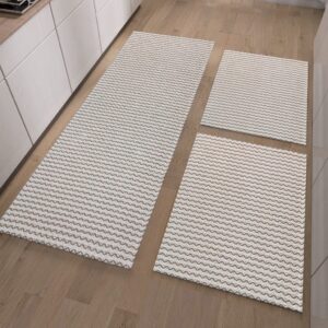 Jogo De Passadeiras 3 Peças Sendo 2 Tapetes 40 cm x 60 cm -1 Passadeira 40 cm x 130 cm-Sala Cozinha