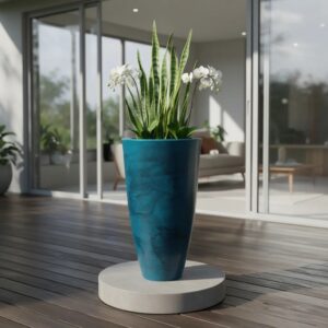 Vaso Luxo Planta Sala Coluna Ibiza Cone G Decorativo Liso - VERDE