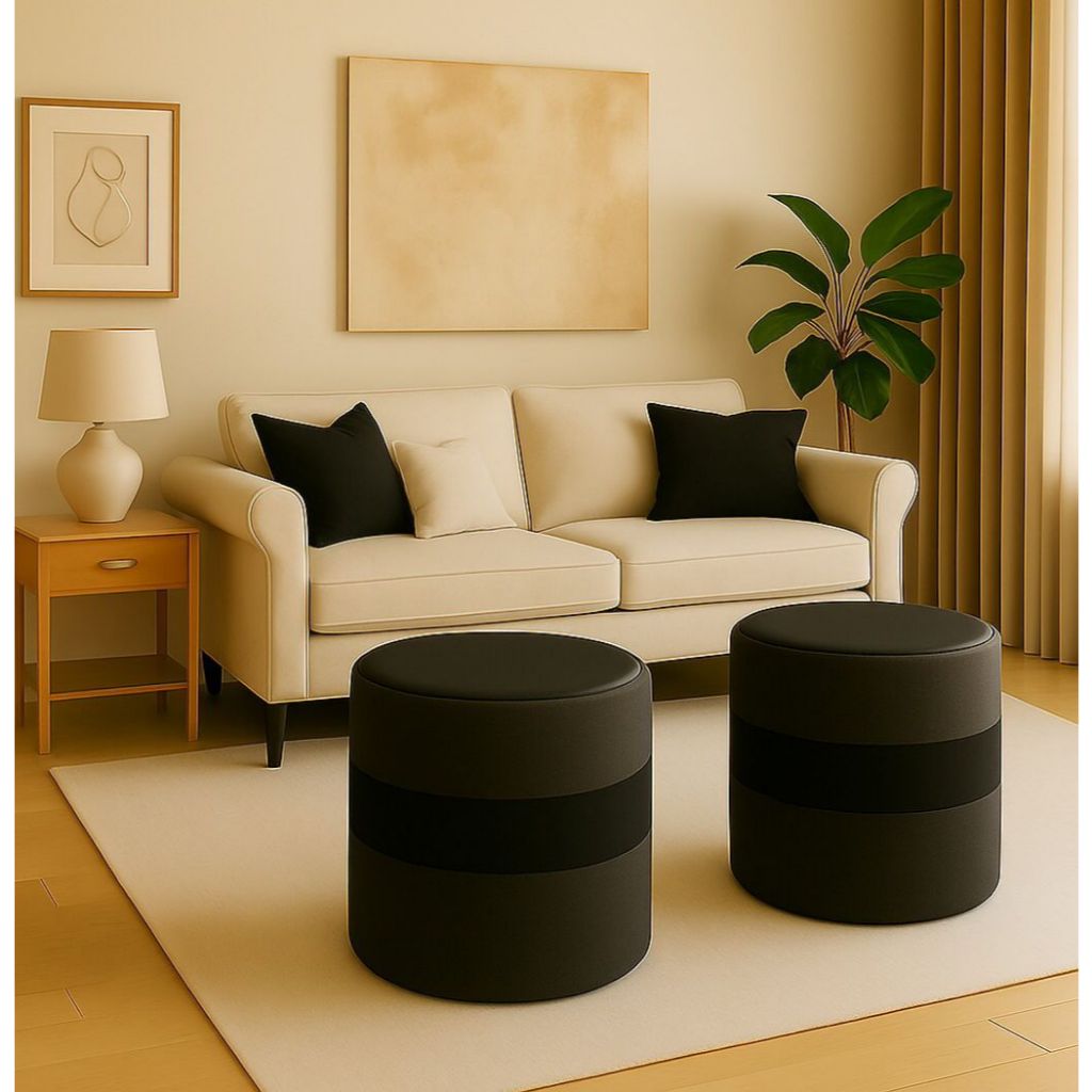 Kit Puff Drive Redondo 2unidades Sala Estofado – Moderno - Oferta Entrega Imediata