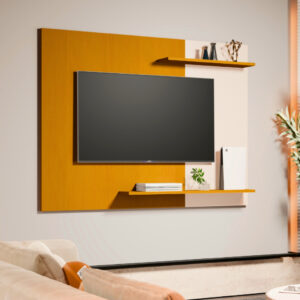 Painel Para Tv 50 Polegadas Estante Rack Flutuante Sala Quarto Painel Suspenso Ripado Nichos Nature