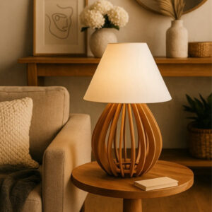 Abajur De Cabeceira Moderno Para O Quarto De Madeira Marrom - 1Abm