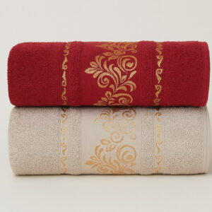 Kit 2 Toalhas de Banho Premium Gigante 100% Algodão – Felpudas, Macias e Super Absorventes - Kit 2Toalhas–Bege&Bordó