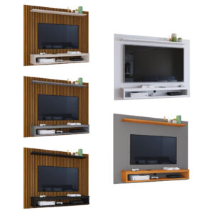 Painel Ripado TV Para Sala Com Nicho e Prateleira Espaçosa Organização Elegante Moderna e Resistente - 60" - Aleatória