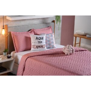 Kit Decorativo Cama Queen Cobre Leito Matelado - Rose / Nó Rose