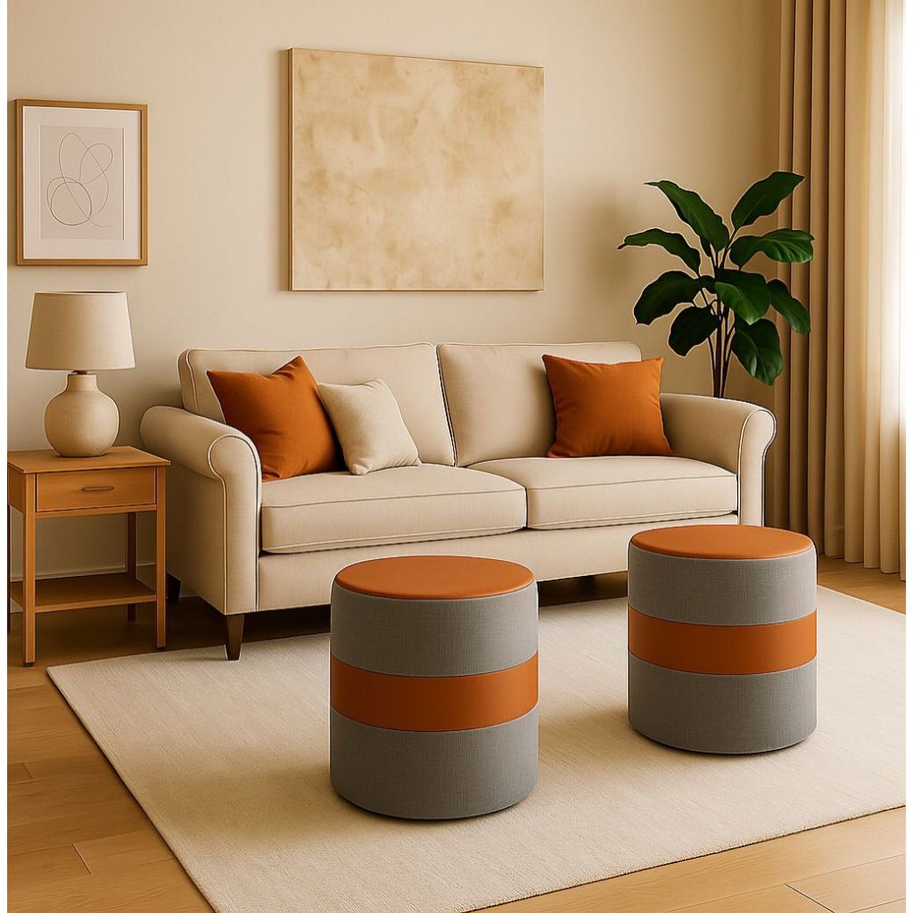 Kit Puff Drive Redondo 2unidades Sala Estofado – Moderno - Oferta Entrega Imediata