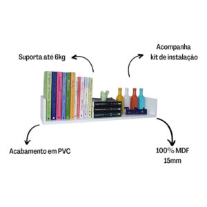 Kit 02 Prateleiras Para Livro Foto Branco Sala Quarto